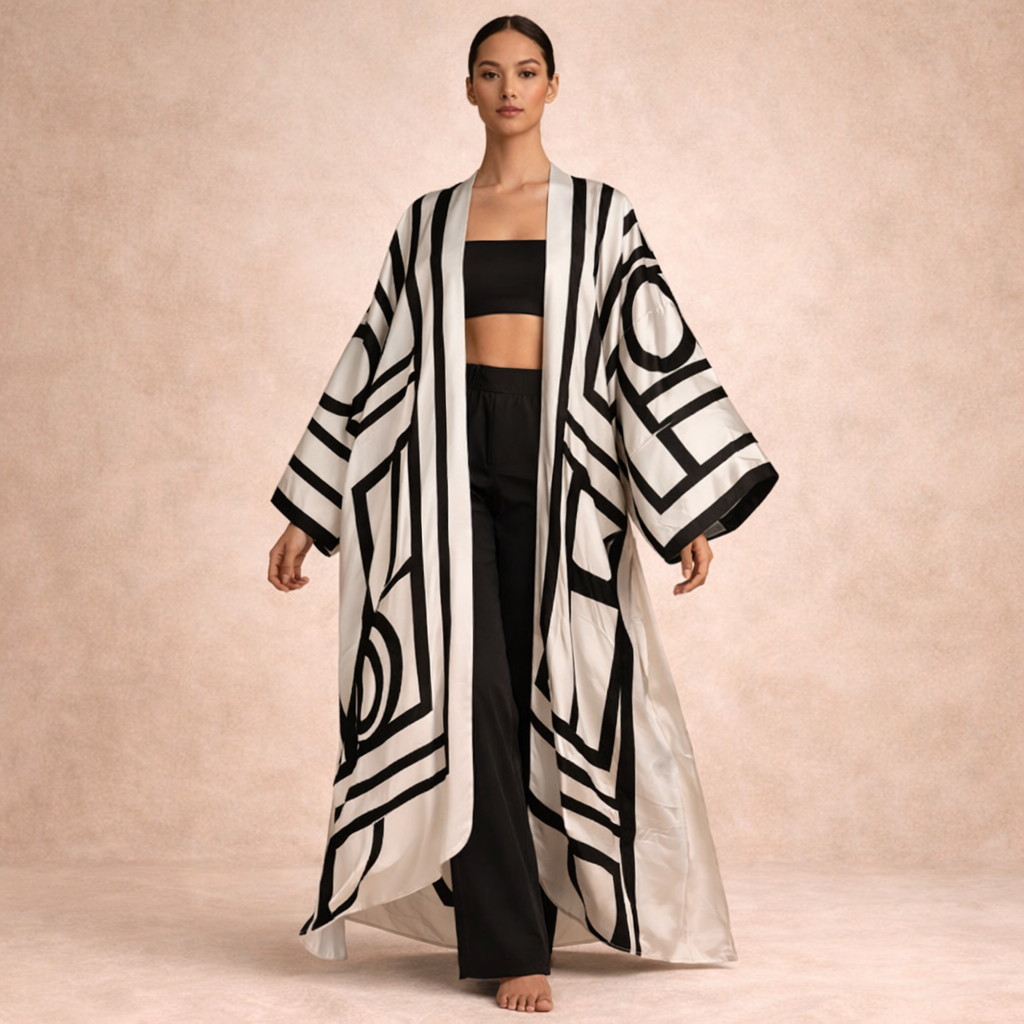 Kimono Robe  Midnight Maze Floral Beach Cover Up | Robe Kimono