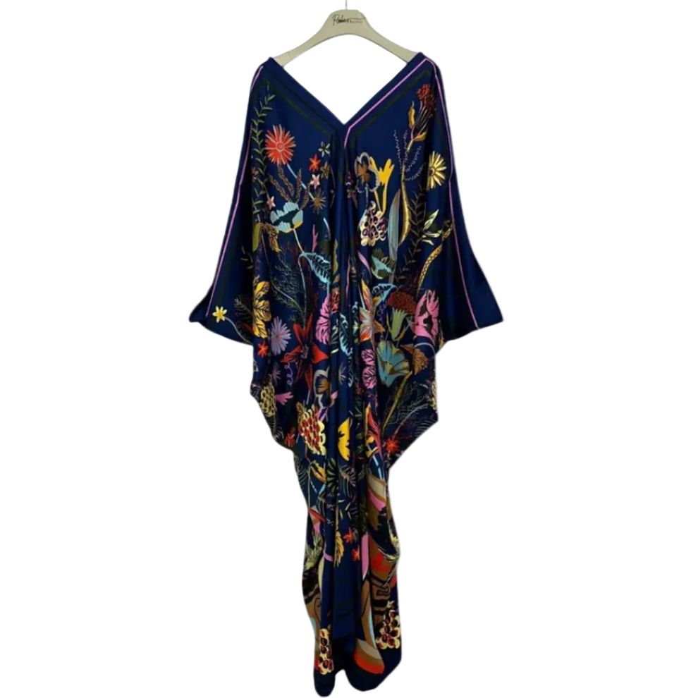 Royal Sapphire Printed Kaftan Gown