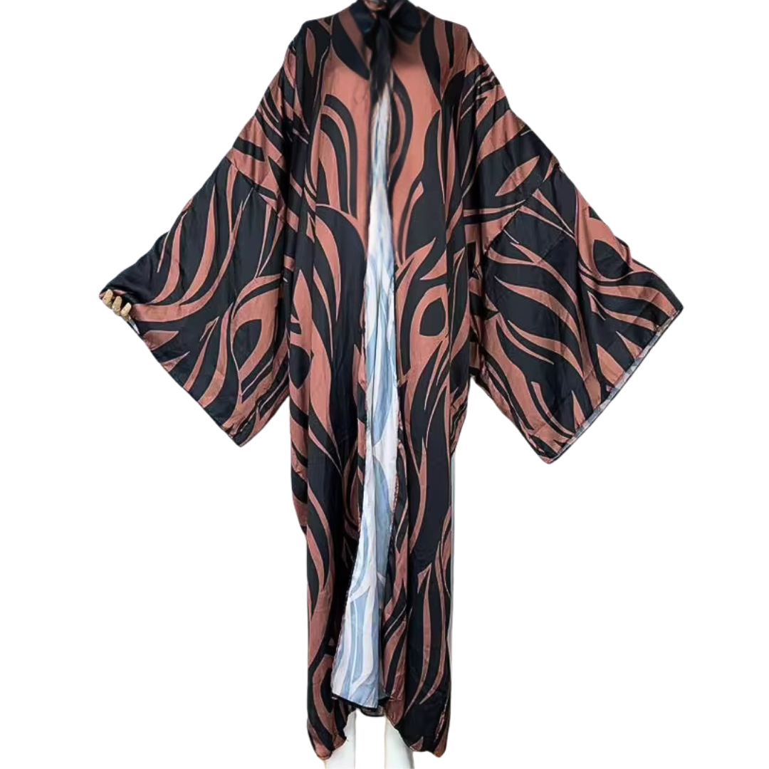 Mocha Rhythm Kimono