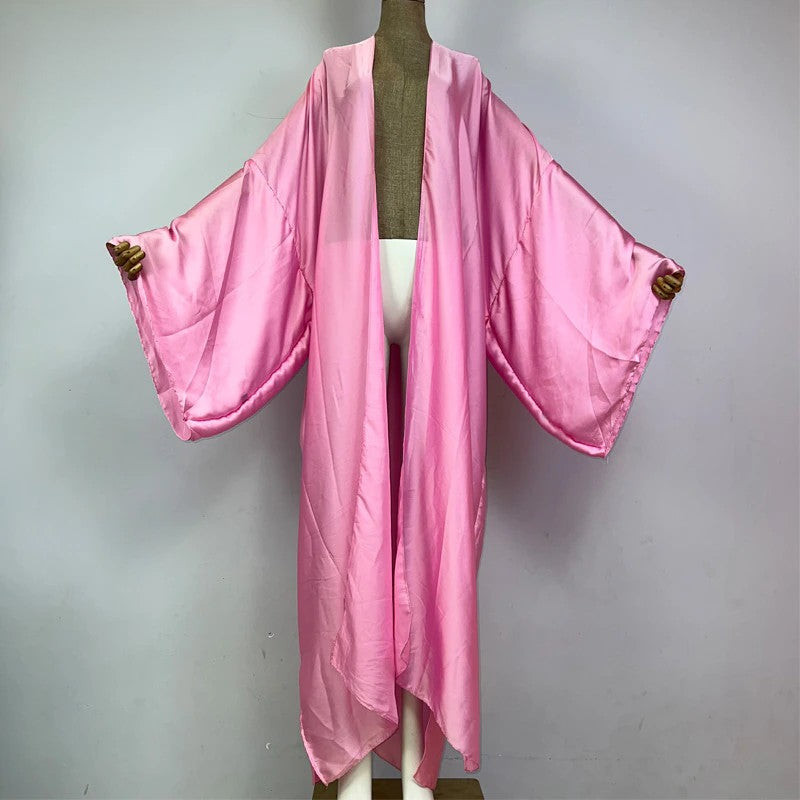 Kimono en soie rose