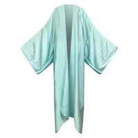 A blue silk kimono with a flowing sleeve, displayed on a plain background. (Light Blue)
