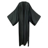 A black silk kimono with a solid pattern, displayed in an open style against a white background. (Black)