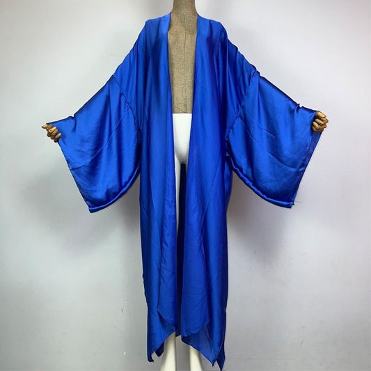 Kimono En Soie Bleu