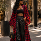 Crimson Houndstooth Kimono