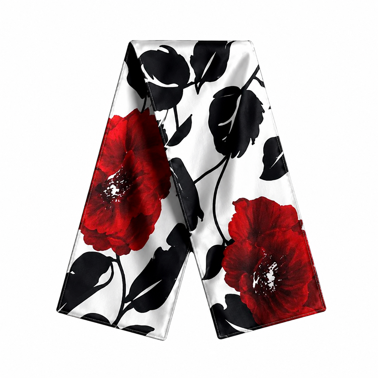 Winter Rose Silk Sash Belt