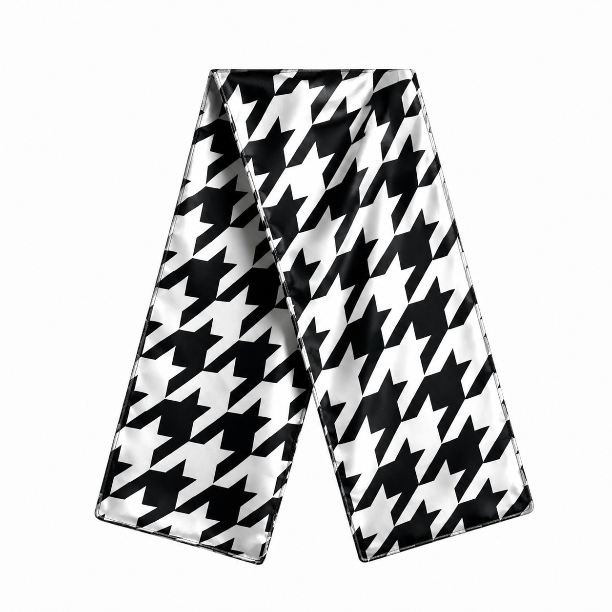 Timeless Houndstooth Silk Sash Belt