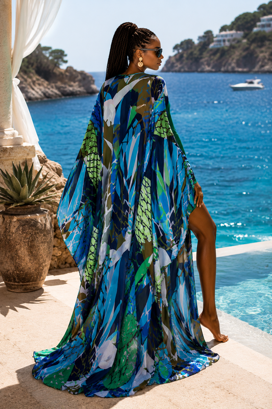 Lagoon Mosaic Silk Kimono