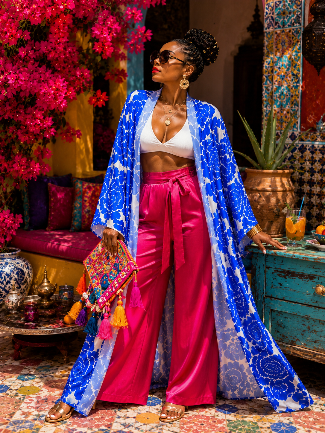 Sapphire Bloom Kimono