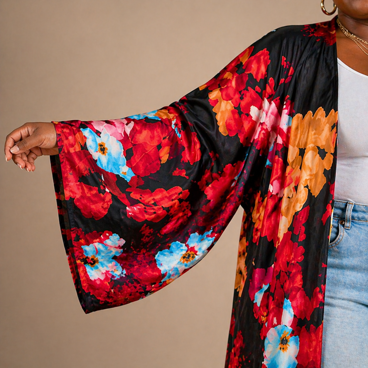 Fire & Ice Floral Kimono - Lashawn Janae