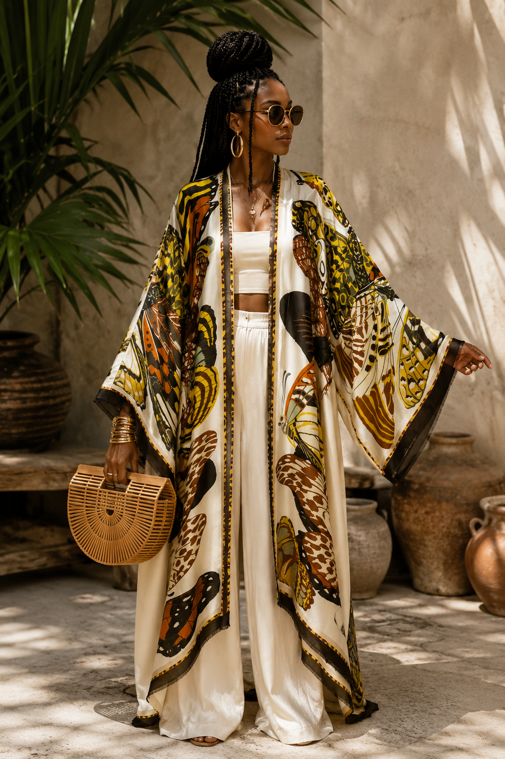 Golden Monarch Linen Kimono
