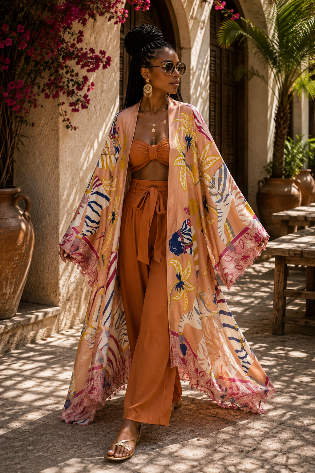 Peach Savannah Linen Kimono