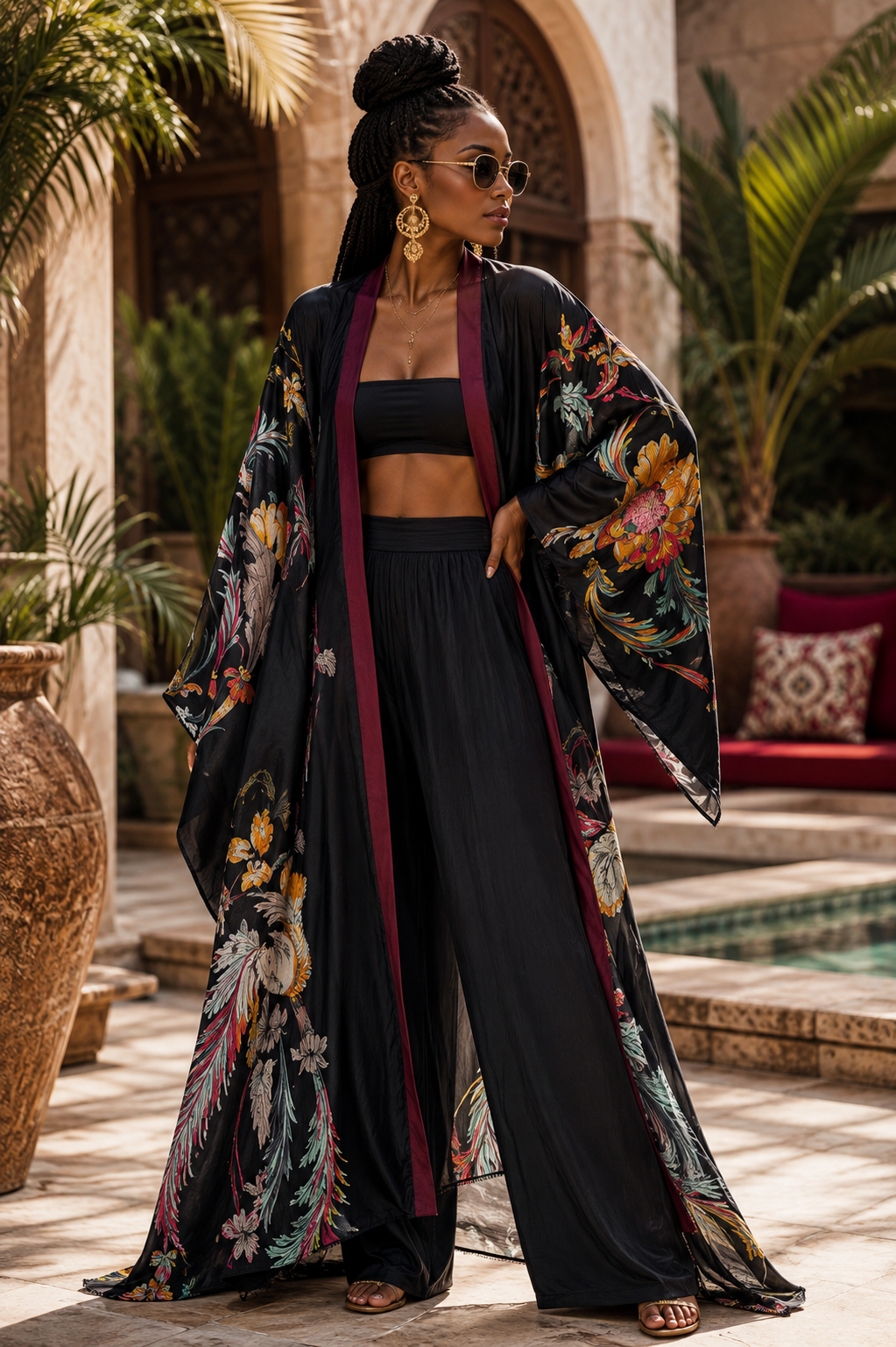 Noir Botanica Linen Kimono
