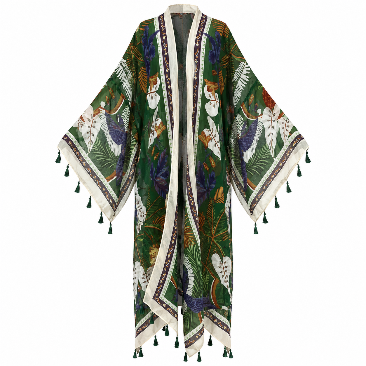Emerald Canopy Linen Kimono
