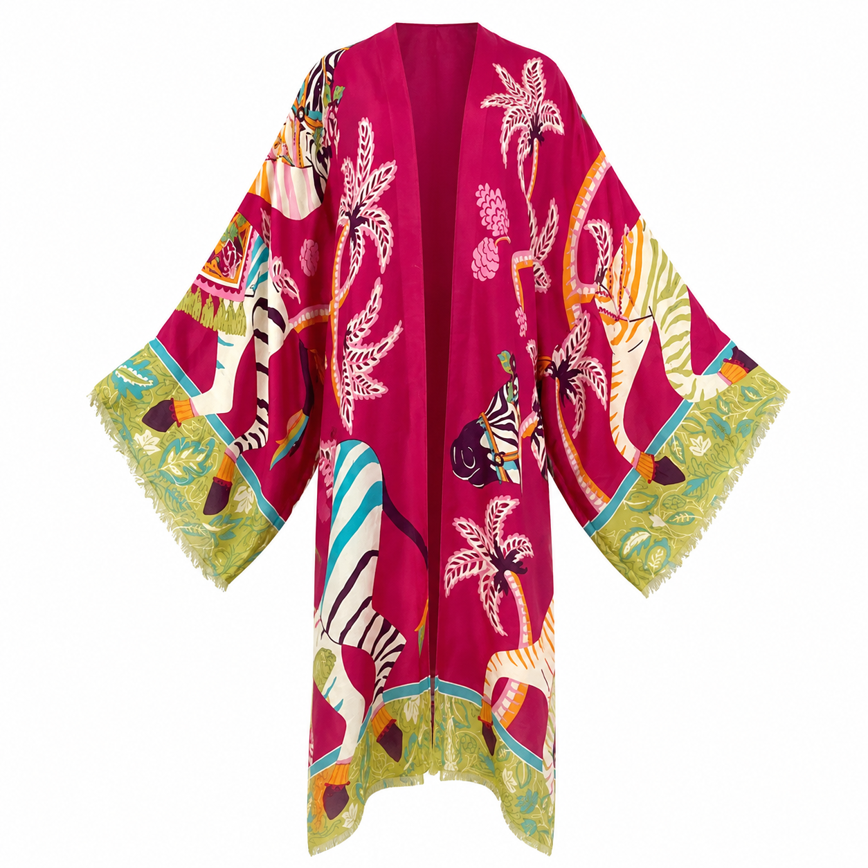 Fuchsia Oasis Linen Kimono