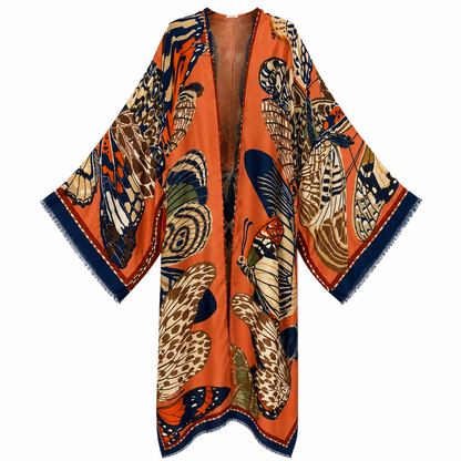 Terracotta Monarch Linen Kimono