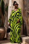 Electric Jungle Silk Kaftan Dress