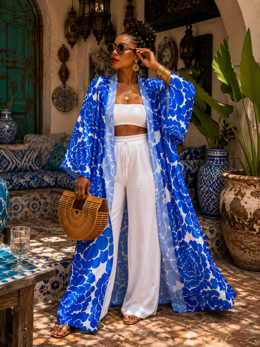 Sapphire Bloom Kimono