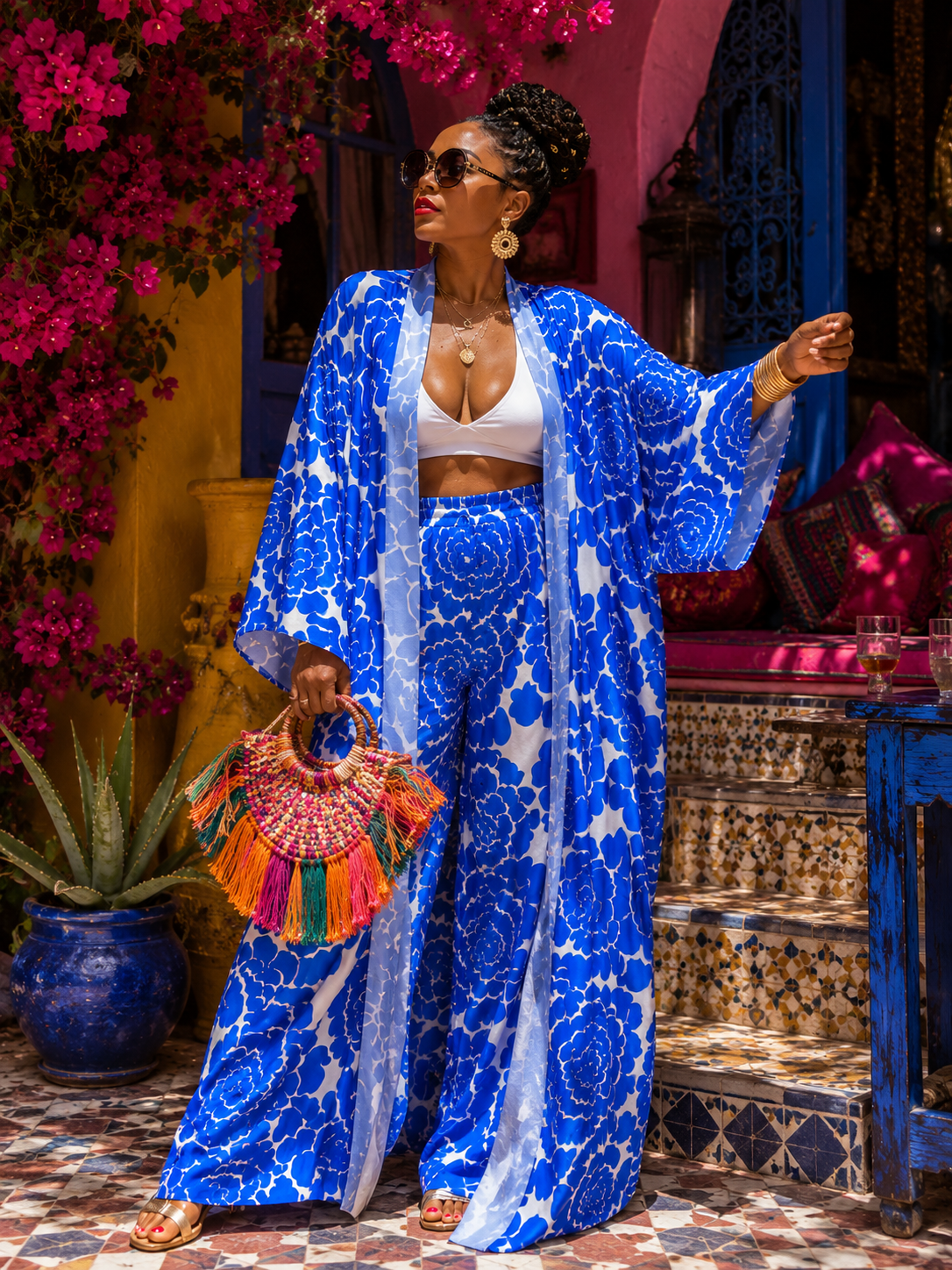 Sapphire Bloom Kimono