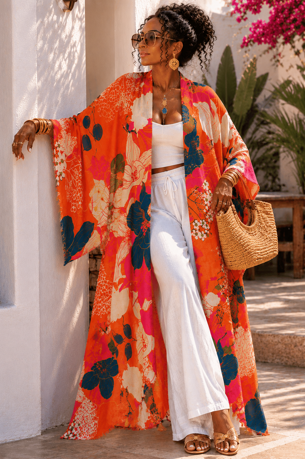 Tangerine Dream Linen Kimono
