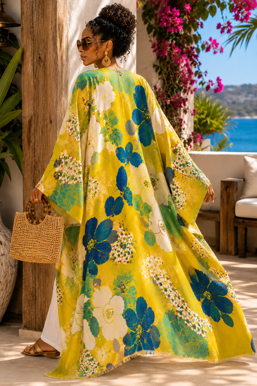 Golden Oasis Linen Kimono