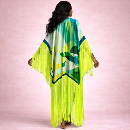 Neon Tropical Oasis Tasseled Kimono - Lashawn Janae