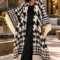 Checkmate Fringe Wool Cardigan Kimono