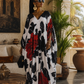 Winter Rose Silk Kaftan Dress