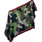 Camouflage-patterned blanket with red trim on a white background (Camo)