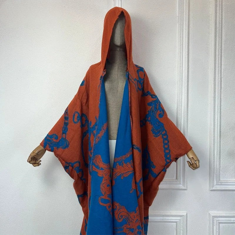 Robe Kimono Grandeur Luxe Hooded Wool Kimono (Orange)