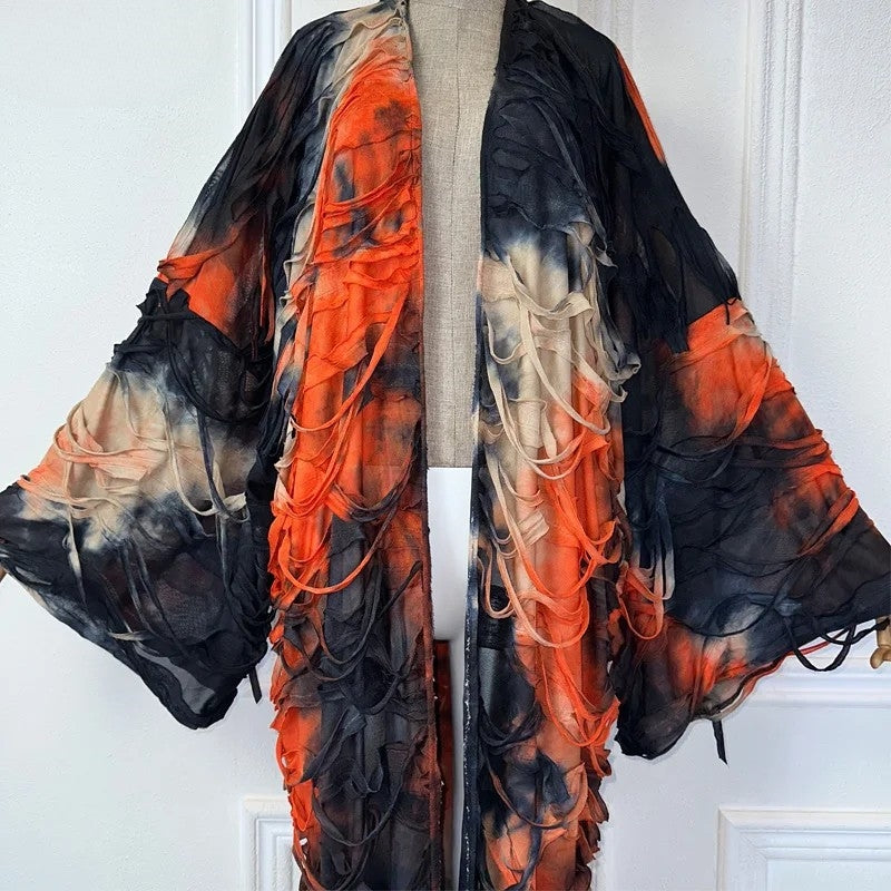 Distressed Tie-dye Kimono