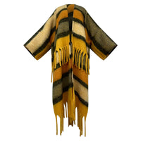 Striped cardigan with fringes on a white background (Orange)