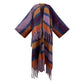 Striped poncho with fringes on a white background (Purple)