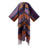 Striped poncho with fringes on a white background (Purple)