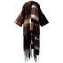 Plaid shawl with fringe details on a white background (Brown)