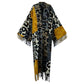 Leopard print scarf with mustard yellow accents on a white background (Yellow)