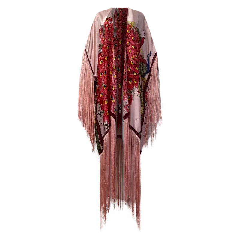 Robe Kimono Cock-Tail Tasseled Kimono (Pink)