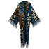 Leopard print scarf with fringes on a white background (Blue)