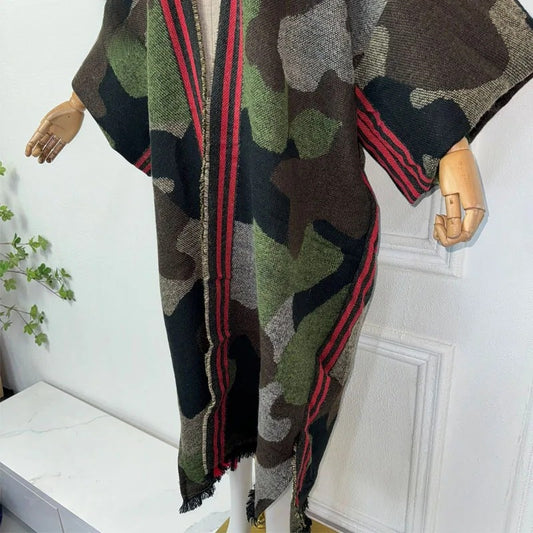 Camo Chic Hooded Wool Kimono