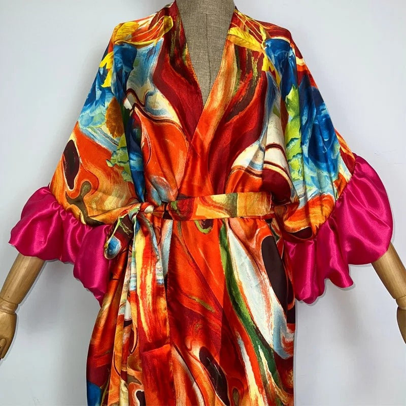 Fuchsia Fantasy Bubble Sleeve Kimono