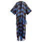 Plaid robe with fringes on a white background (Blue)