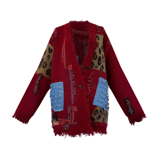 Robe Kimono Scrap Safari Cardigan Kimono (Red)