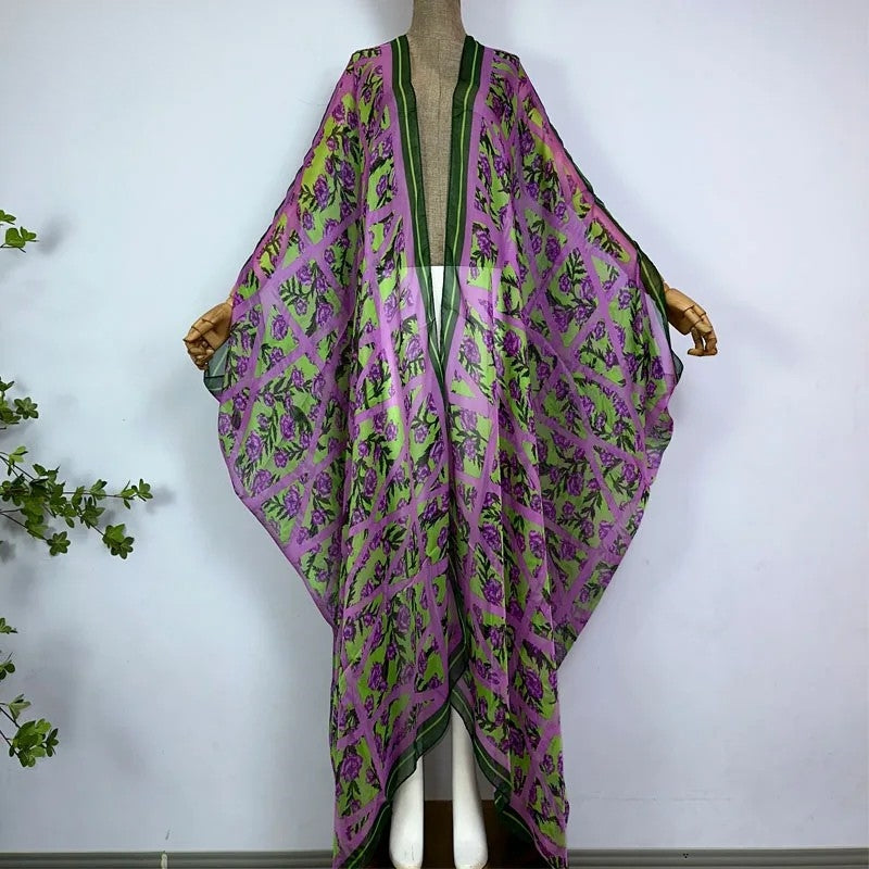 Violet Garden Sheer Cover Up Kimono