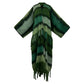 Green striped scarf with fringes on a white background (Green)