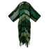 Green striped scarf with fringes on a white background (Green)