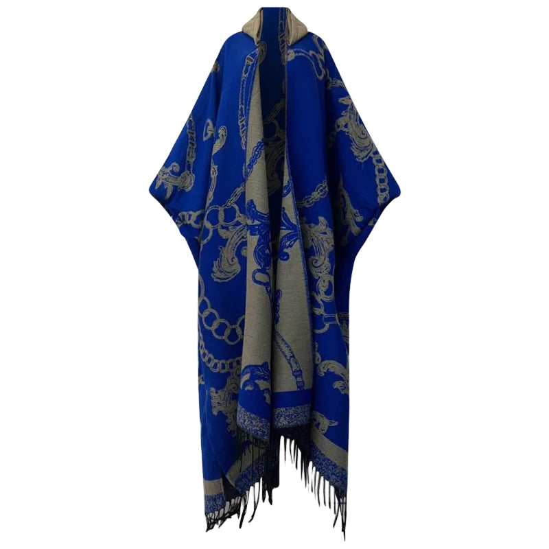 Robe Kimono Grandeur Luxe Hooded Wool Kimono (Blue)