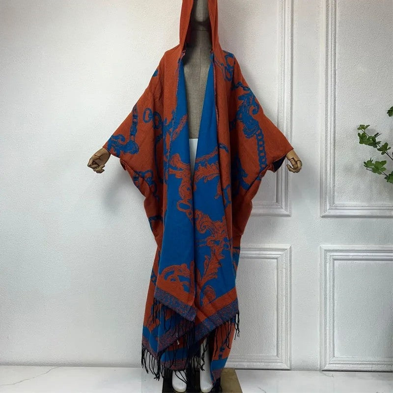 Robe Kimono Grandeur Luxe Hooded Wool Kimono (Orange)