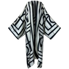 Black and white patterned kimono-style garment on a white background (White Black)