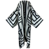 Black and white patterned kimono-style garment on a white background (White Black)