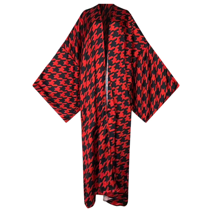 Crimson Houndstooth Kimono - Lashawn Janae
