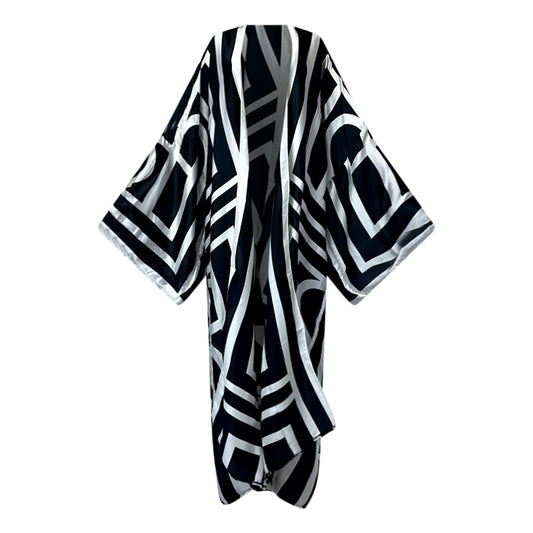 Robe Kimono Midnight Maze Kimono (Black White)